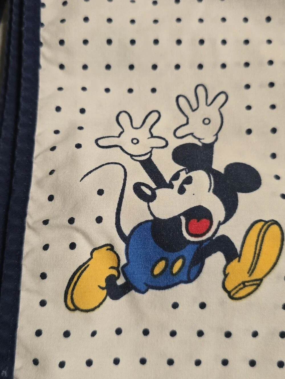 Disney Mickey 90s Queen Flat Sheet Polka Dot Stars Retro Cutter Rare Htf Size